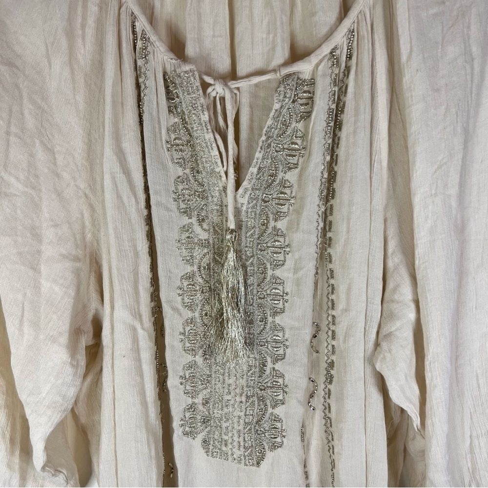 Anthropologie Solitaire Peasant Flowy Shirt Size 3X Embroidered and Sparkly - Picture 3 of 7